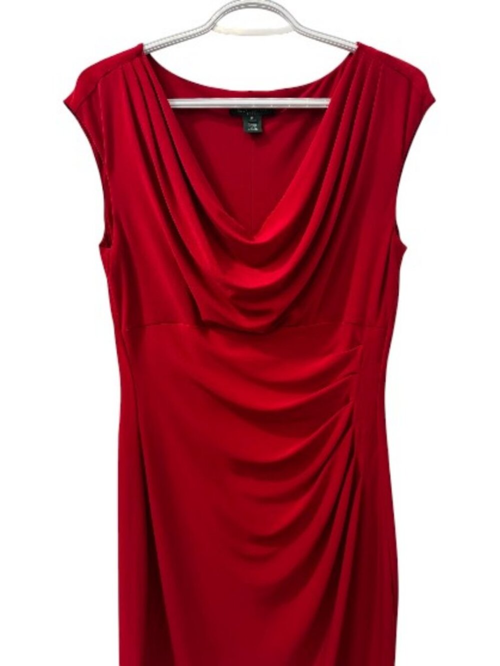 Lauren Ralph Lauren cowl neck sheath dress red women's size 10 - Picture 3 of 5